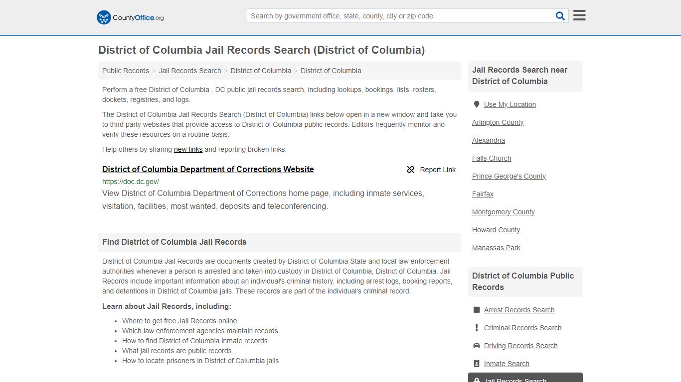 District of Columbia Jail Records Search (District of Columbia)
