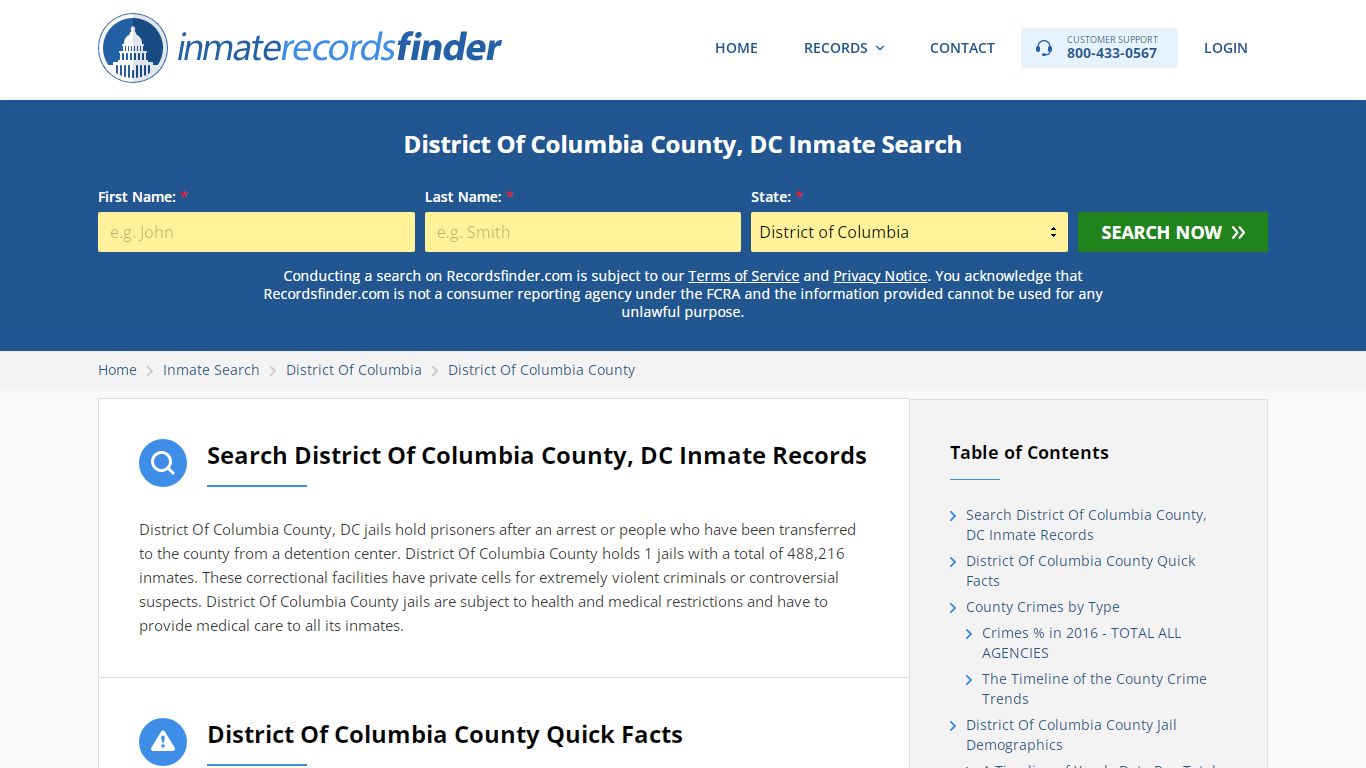 District Of Columbia County, DC Inmate Lookup & Jail Records Online