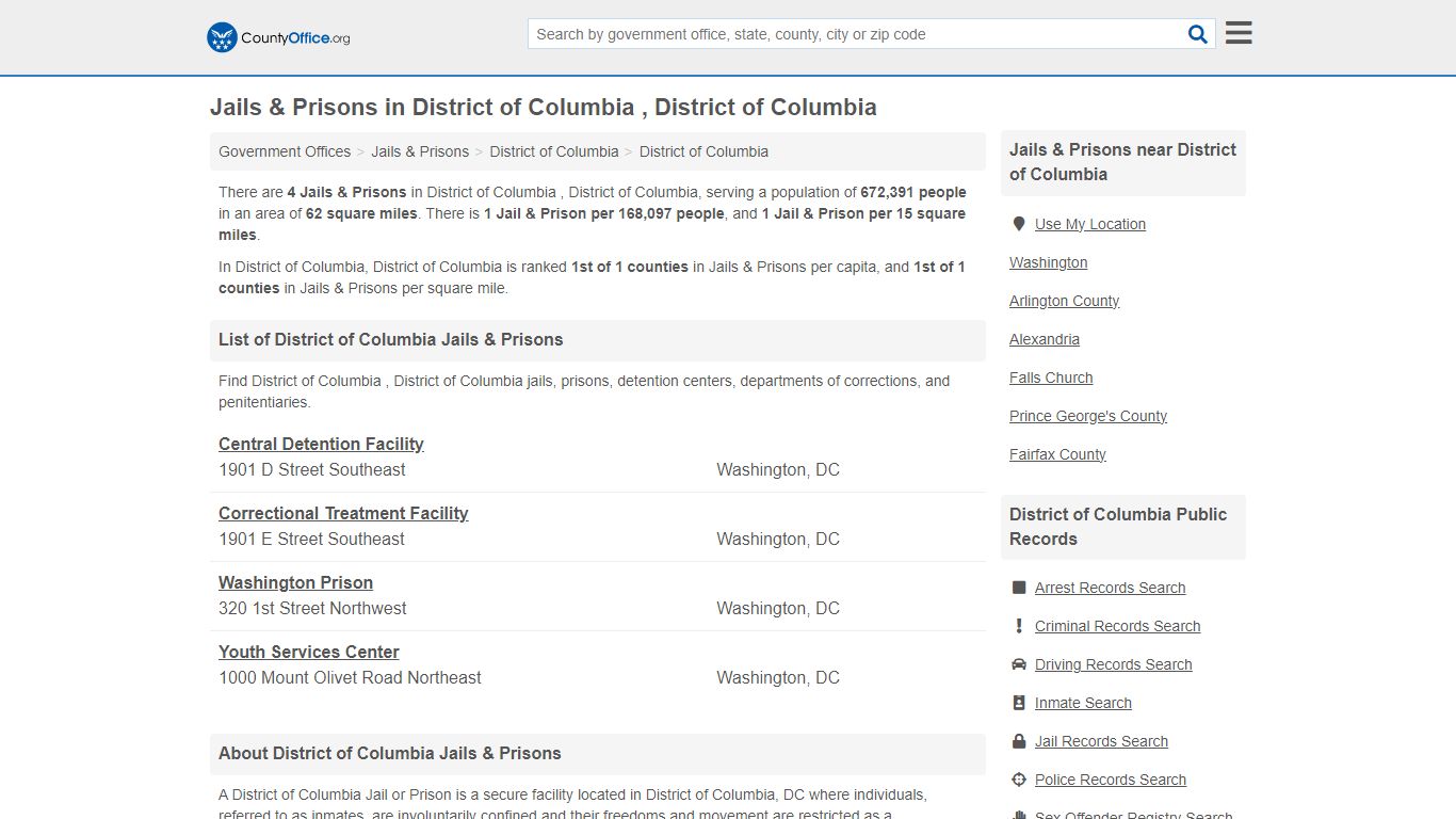 District of Columbia , DC (Inmate Rosters & Records) - County Office